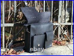 Handmade men's leather bag Manhattan dark blue mens briefcase WB