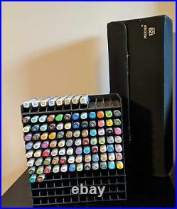 Huge Copic Marker Lot. 86 Total With Desk Holder And Carrying Case