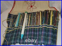 Huge Lot Of Vintage Knitting Needles metal plastic unique cloth wrap carry case