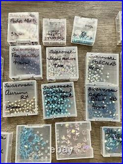 Huge Lot Swarovski Crystal Beads Lots Of AB Sorted Labeled With Plastic Carry case