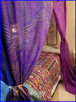 Indian Silk Sari Bed Canopy Four Post Bed Canopy Drapes Gypsy Canopy
