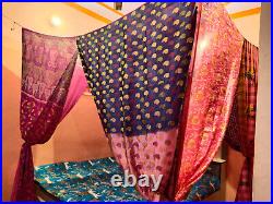 Indian Silk Sari Bed Canopy Four Post Bed Canopy Drapes Hippie Canopy