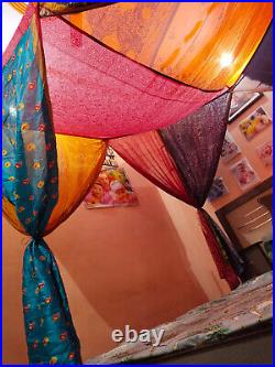 Indian Silk Sari Bed Canopy Four Post Bed Canopy Drapes Hippie Canopy