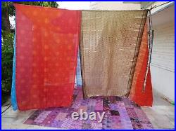 Indian Silk Sari Bed Canopy Four Post Bed Canopy Drapes Vintage fabric Canopy