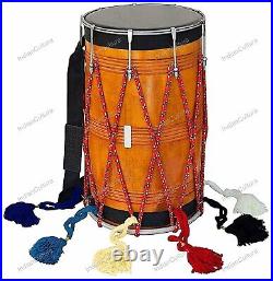 Indian Wedding Mango Wood Musical Punjab Bhangra Dhol Instrument With Bag