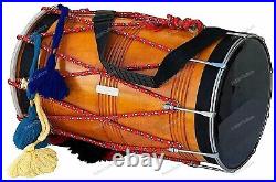 Indian Wedding Mango Wood Musical Punjab Bhangra Dhol Instrument With Bag