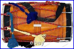 Indian Wedding Mango Wood Musical Punjab Bhangra Dhol Instrument With Bag