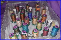 Isacord thread 25 spools in a durable carry plastic case with handle
