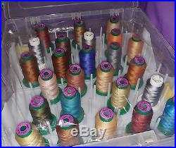Isacord thread 33 spools in a durable carry plastic case with handle