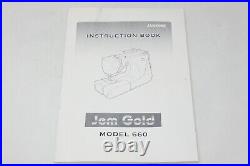 Janome Jem Gold 660 Sewing Machine Auto Threader & Acrylic Extension Table NICE