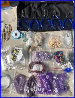 Jewelry Making LOT Tools, Many Beads, Carry Case, Cord and MORE