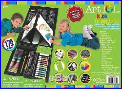 Kids Art Set Case With Easel Portable Carry Coloring Creativity Drawing Set