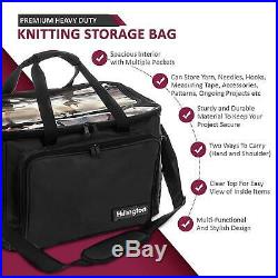 Knitting Storage Bag Heavy Duty Spacious Lightweight Nylon Carry All Tote Case
