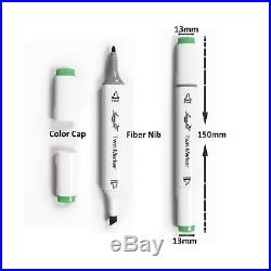 L'mouchet Dual Tips Art Animation Twin Marker Pens with Carrying Case for Art