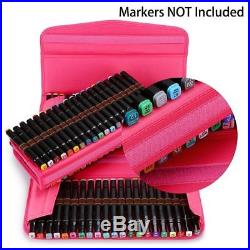 LANIAKEA 120 Slots Inserting Multi-layer Marker Pen Carrying Case (Rose Red)