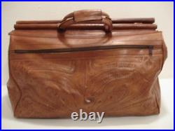 Large 20 Weekender Bag Vtg Brown Hand Tooled Leather Western Duffle Carry-On