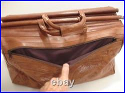 Large 20 Weekender Bag Vtg Brown Hand Tooled Leather Western Duffle Carry-On