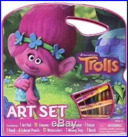 Large Dreamworks Trolls Character Art Tote Activity Set Craft Carrying Case Kit
