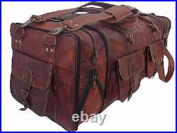 Leather Travel Bag Duffel Weekender Large Gym Duffle Overnight Carry On Luggage