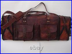 Leather Travel Bag Duffel Weekender Large Gym Duffle Overnight Carry On Luggage