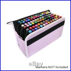 (Lilac) YOUSHARES 80 Slots Marker Pen Case Carrying PU Leather Organiser