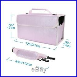 (Lilac) YOUSHARES 80 Slots Marker Pen Case Carrying PU Leather Organiser
