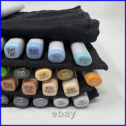 Lot Of 37 Copic Markers + Marker Wallet Carry Case USED
