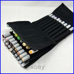 Lot Of 37 Copic Markers + Marker Wallet Carry Case USED