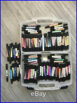 Lot Of 90 Prismacolor Double Tips Brush Markers In Carrying Case