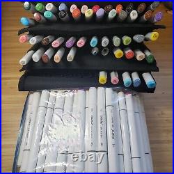 Lot of 39 Copic Sketch Markers, Carrying Case with 2 Refills and Ohuhu Marker Lot