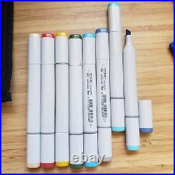 Lot of 39 Copic Sketch Markers, Carrying Case with 2 Refills and Ohuhu Marker Lot