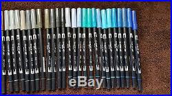 Lot of 97 Tombow ABT Dual-End Art Pens Marker Acid Free with Carrying Case Used