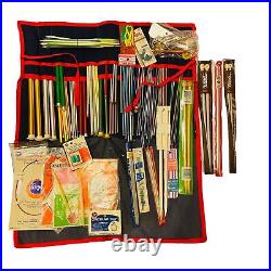 Lot of VTG knitting needles, carry case and supplies 150 PC