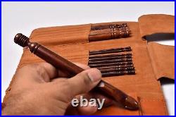 Luxury Handcrafted Rosewood Crochet Hook Set in Leather Case Sizes US E to P