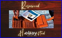 Luxury Handcrafted Rosewood Crochet Hook Set in Leather Case Sizes US E to P