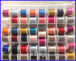 Madeira 200M Rayon Embroidery Thread. 96 spools in carry case 4 Different Types