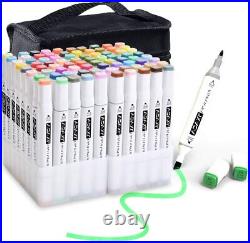 Marker pen 80 colors set with carrying case, pen stand with white liner pen JPN