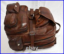 Men's Real Leather Backpack Laptop Bag Large Hiking Travel Camping Carry On