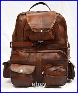 Men's Real Leather Backpack Laptop Bag Large Hiking Travel Camping Carry On