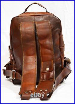 Men's Real Leather Backpack Laptop Bag Large Hiking Travel Camping Carry On