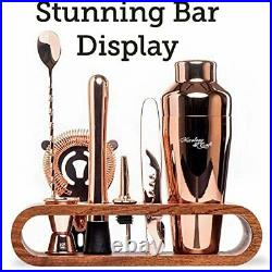 Mixology Bartender Kit 10-Piece Bar Set Cocktail Shaker Set with Stylish Mahoga