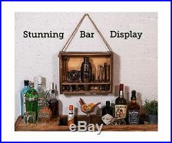 Mixology Bartender Kit Black Bar Set Cocktail Shaker Set Rustic Wood Stand