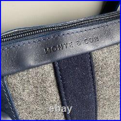 Monte & Coe Handmade Italian Wool & Leather Briefcase/Laptop Bag Grey & Navy