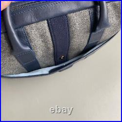 Monte & Coe Handmade Italian Wool & Leather Briefcase/Laptop Bag Grey & Navy