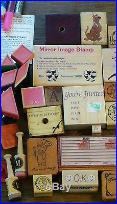 Mounted Rubber Stamp Lot And More Carrying Case Included Over 100 Pieces
