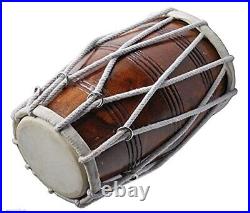 Musical Wooden Dholak Indian Musical Instrument Drum Rope Wood Carry Bag