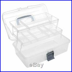 MyGift Plastic 2 Tier Trays Craft Supply Storage Box/Firstaid Carrying Case withTo