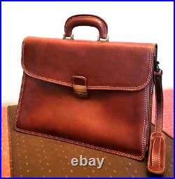 NEW Made in Italy Natural Leather Hand-Made Mens Brown Briefcase Portfolio Bag