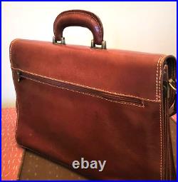 NEW Made in Italy Natural Leather Hand-Made Mens Brown Briefcase Portfolio Bag