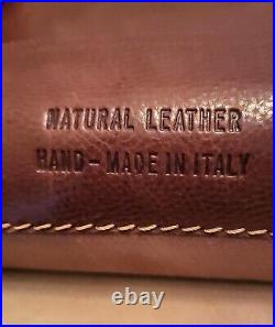 NEW Made in Italy Natural Leather Hand-Made Mens Brown Briefcase Portfolio Bag